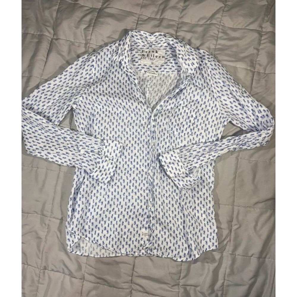 Frank & Eileen Barry Pineapples 100% Linen Long-sleeve Button-up Sz L